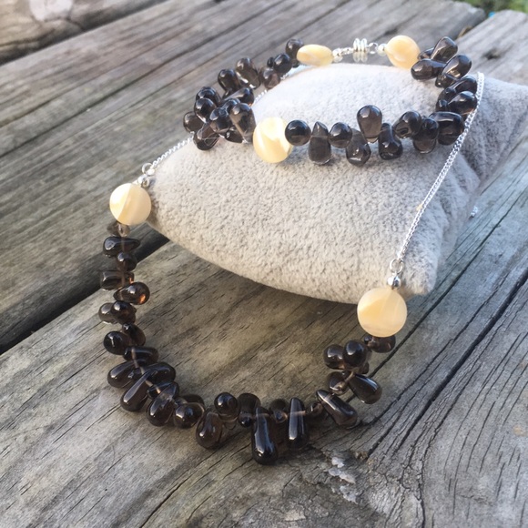 Jewelry - Smoky Quartz Gemstone Silver Necklace Bracelet